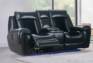 Homeroots 79" Black Power Reclining Loveseat With Storage   561556