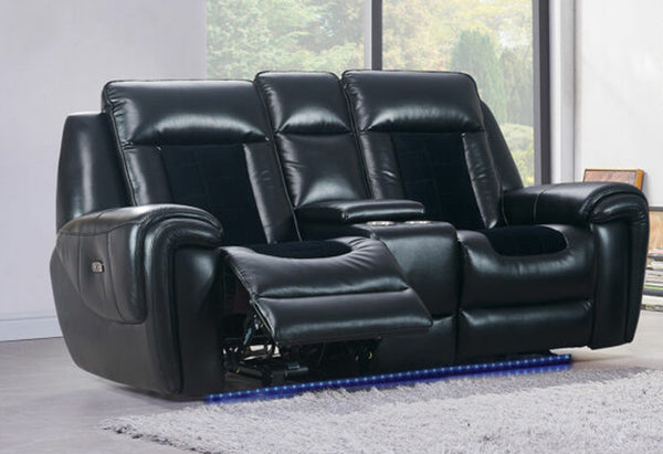 Homeroots 79" Black Power Reclining Loveseat With Storage   561556