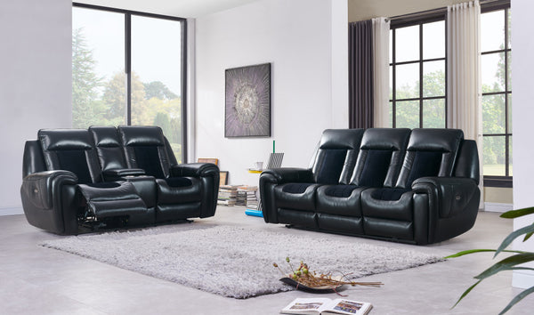 Homeroots 79" Black Power Reclining Loveseat With Storage   561556
