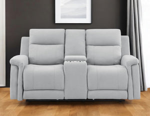 Homeroots 71" Light Gray Power Reclining Loveseat With Storage   561558