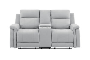 Homeroots 71" Light Gray Power Reclining Loveseat With Storage   561558