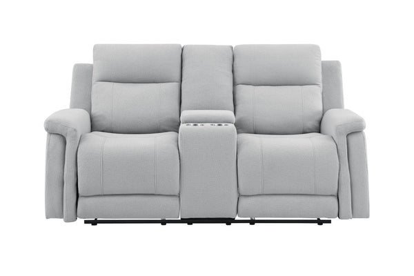 Homeroots 71" Light Gray Power Reclining Loveseat With Storage   561558