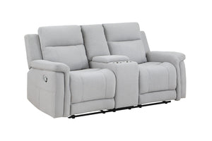 Homeroots 71" Light Gray Power Reclining Loveseat With Storage   561558