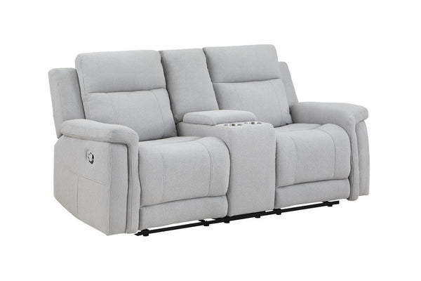Homeroots 71" Light Gray Power Reclining Loveseat With Storage   561558