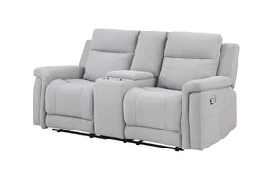Homeroots 71" Light Gray Power Reclining Loveseat With Storage   561558