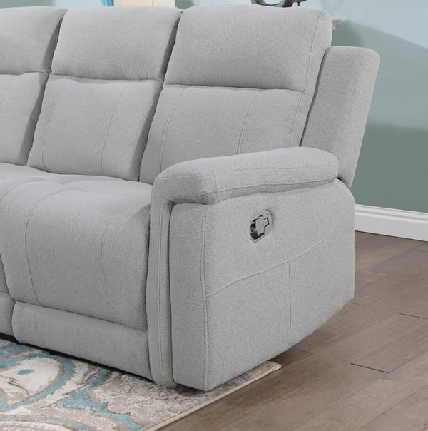 Homeroots 71" Light Gray Power Reclining Loveseat With Storage   561558