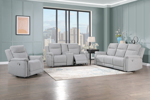 Homeroots 71" Light Gray Power Reclining Loveseat With Storage   561558