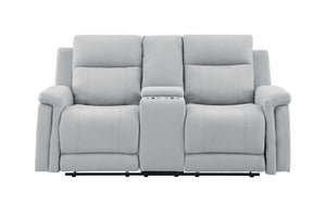 Homeroots 71" Light Gray Power Reclining Loveseat With Storage   561558