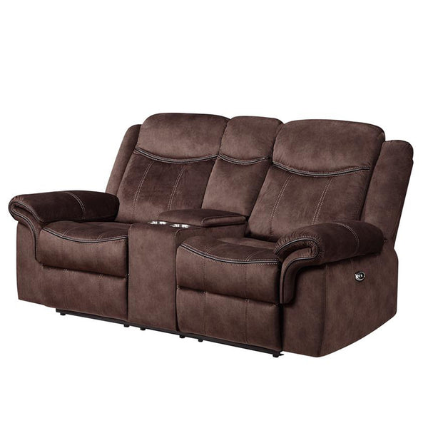 Homeroots 79" Dark Brown Microfiber Power Reclining Loveseat With Storage   561559