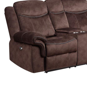 Homeroots 79" Dark Brown Microfiber Power Reclining Loveseat With Storage   561559
