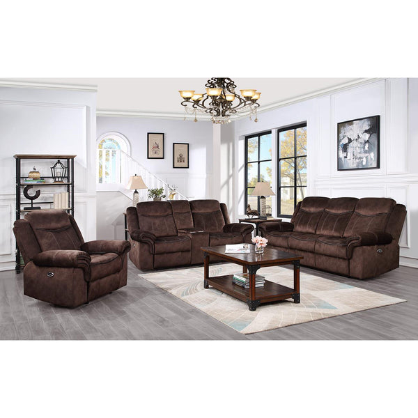 Homeroots 79" Dark Brown Microfiber Power Reclining Loveseat With Storage   561559