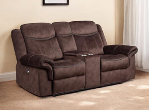 Homeroots 79" Dark Brown Microfiber Power Reclining Loveseat With Storage   561559