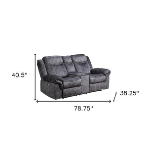 Homeroots 79" Dark Gray Microfiber Power Reclining Loveseat With Storage   561560