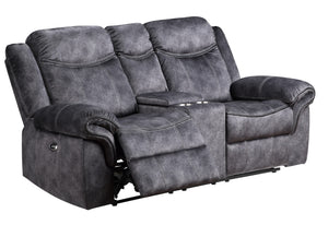 Homeroots 79" Dark Gray Microfiber Power Reclining Loveseat With Storage   561560