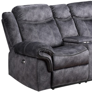 Homeroots 79" Dark Gray Microfiber Power Reclining Loveseat With Storage   561560
