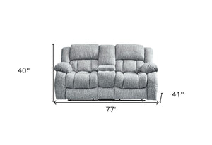 HomeRoots 77" Light Gray Manual Reclining Loveseat with Storage, Cup Holders & Plush Comfort for Any Space 561562