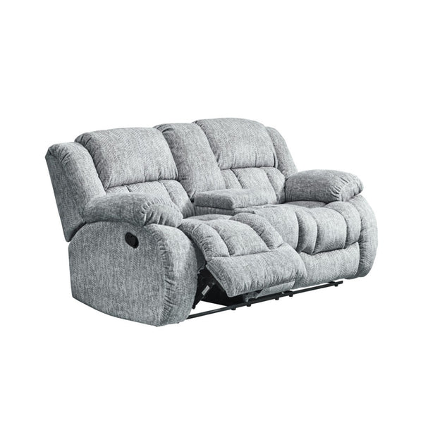 HomeRoots 77" Light Gray Manual Reclining Loveseat with Storage, Cup Holders & Plush Comfort for Any Space 561562
