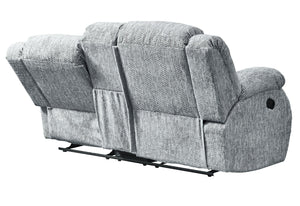 HomeRoots 77" Light Gray Manual Reclining Loveseat with Storage, Cup Holders & Plush Comfort for Any Space 561562