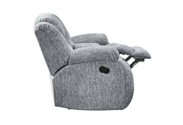 HomeRoots 77" Light Gray Manual Reclining Loveseat with Storage, Cup Holders & Plush Comfort for Any Space 561562