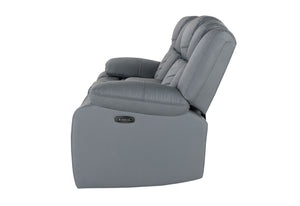 Homeroots 75" Light Gray Faux Leather Power Reclining Loveseat With Storage   561563