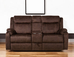 Homeroots 70" Dark Brown Manual Reclining Loveseat With Storage   561564