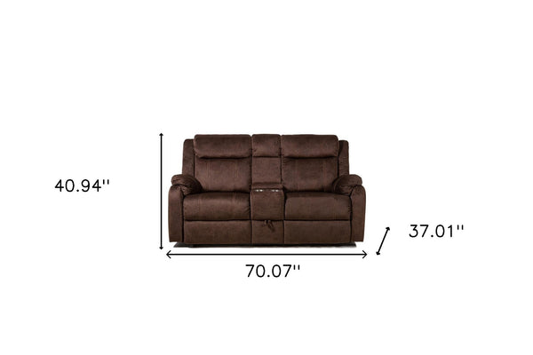 Homeroots 70" Dark Brown Manual Reclining Loveseat With Storage   561564
