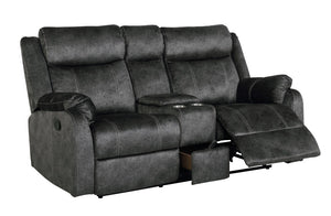 Homeroots 70" Dark Gray Microfiber Manual Reclining Loveseat With Storage   561565