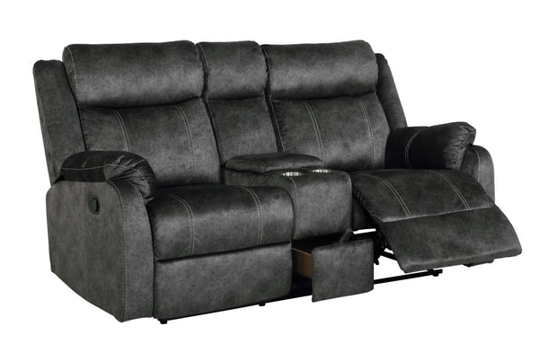 Homeroots 70" Dark Gray Microfiber Manual Reclining Loveseat With Storage   561565