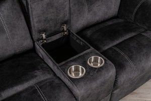 Homeroots 70" Dark Gray Microfiber Manual Reclining Loveseat With Storage   561565