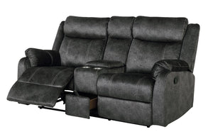 Homeroots 70" Dark Gray Microfiber Manual Reclining Loveseat With Storage   561565
