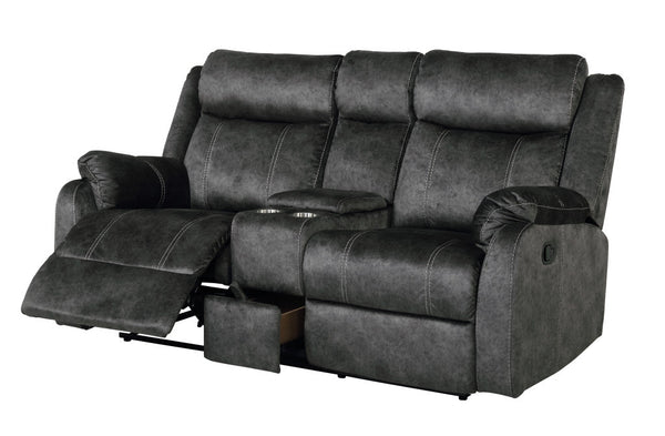 Homeroots 70" Dark Gray Microfiber Manual Reclining Loveseat With Storage   561565