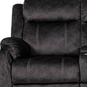 Homeroots 70" Dark Gray Microfiber Manual Reclining Loveseat With Storage   561565