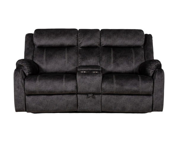 Homeroots 70" Dark Gray Microfiber Manual Reclining Loveseat With Storage   561565