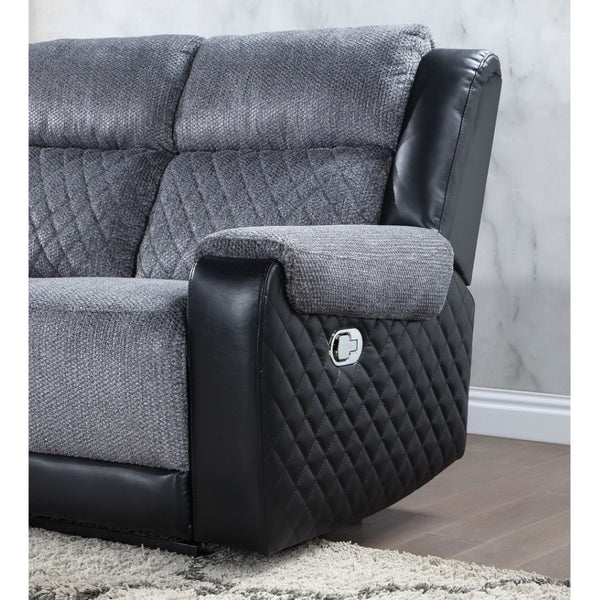 HomeRoots 76" Gray and Black Faux Leather Reclining Loveseat with Storage & Cup Holders for Cozy Spaces 561566