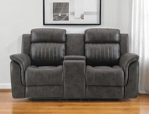 Homeroots 74" Gray Faux Leather Manual Reclining Loveseat With Storage   561568