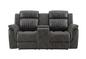 Homeroots 74" Gray Faux Leather Manual Reclining Loveseat With Storage   561568