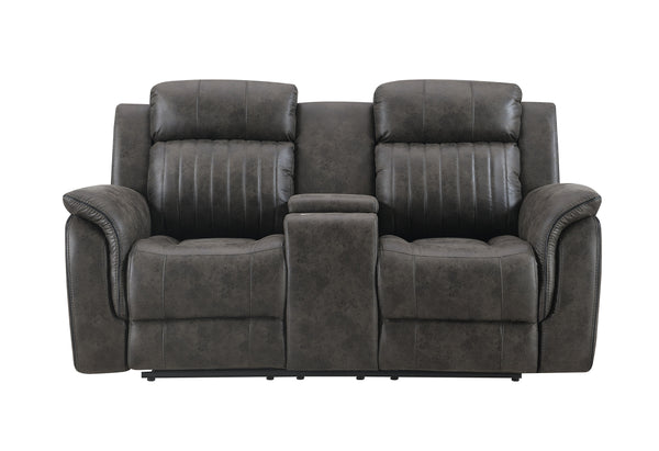 Homeroots 74" Gray Faux Leather Manual Reclining Loveseat With Storage   561568