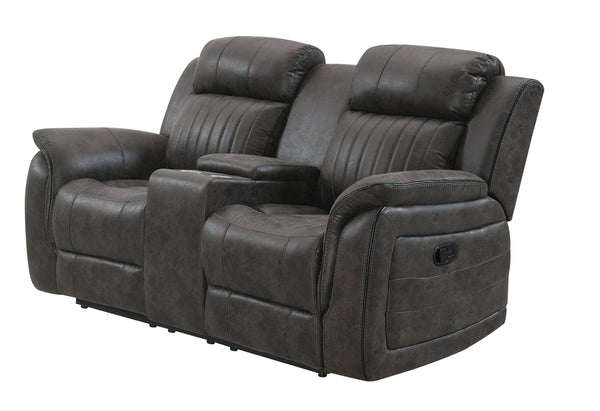 Homeroots 74" Gray Faux Leather Manual Reclining Loveseat With Storage   561568