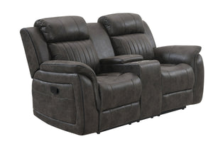 Homeroots 74" Gray Faux Leather Manual Reclining Loveseat With Storage   561568