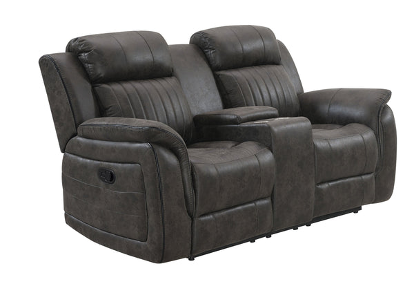 Homeroots 74" Gray Faux Leather Manual Reclining Loveseat With Storage   561568