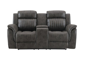 Homeroots 74" Gray Faux Leather Manual Reclining Loveseat With Storage   561568