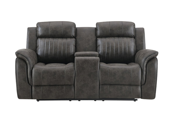 Homeroots 74" Gray Faux Leather Manual Reclining Loveseat With Storage   561568