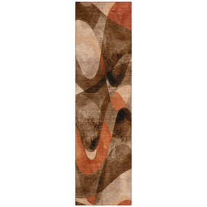 Homeroots 2' X 8' Chocolate Abstract Washable Non Skid Indoor Outdoor Runner Rug Chocolate Polyester 561571