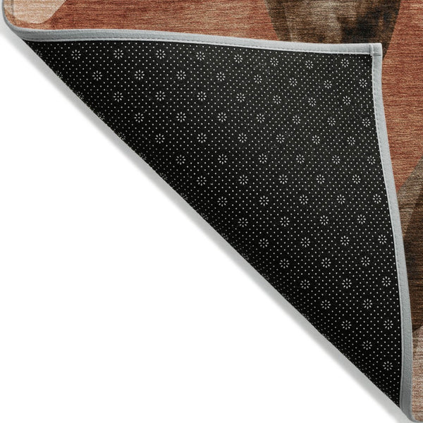 HomeRoots 5' X 8' Abstract Washable Non-Skid Area Rug - Perfect for Indoor or Outdoor Spaces, Stain-Resistant Chocolate 561575