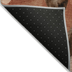 Homeroots 8' Round Chocolate Round Abstract Washable Non Skid Indoor Outdoor Area Rug Chocolate Polyester 561575