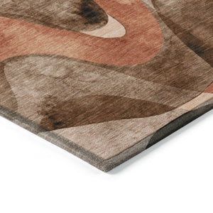 Homeroots 8' X 10' Chocolate Abstract Washable Non Skid Indoor Outdoor Area Rug Chocolate Polyester 561576