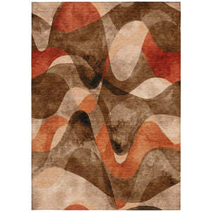 Homeroots 5' X 8' Abstract Washable Non-skid Area Rug For Indoor & Outdoor Spaces - Stain Resistant Design Chocolate Polyester 561577