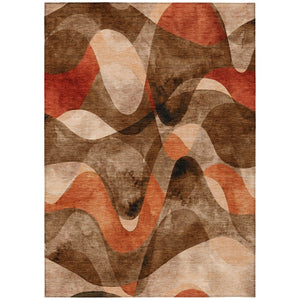 HomeRoots 5' X 8' Abstract Washable Non-Skid Area Rug - Perfect for Indoor or Outdoor Spaces, Stain-Resistant Chocolate 561577