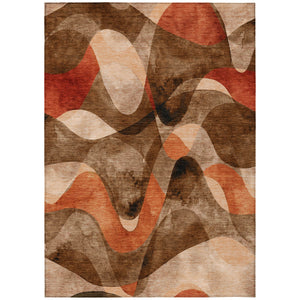 Homeroots 10' X 14' Chocolate Abstract Washable Non Skid Indoor Outdoor Area Rug Chocolate Polyester 561578
