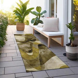 Homeroots 5' X 8' Abstract Washable Non-skid Area Rug For Indoor & Outdoor Spaces - Stain Resistant Design Coffee Polyester 561580